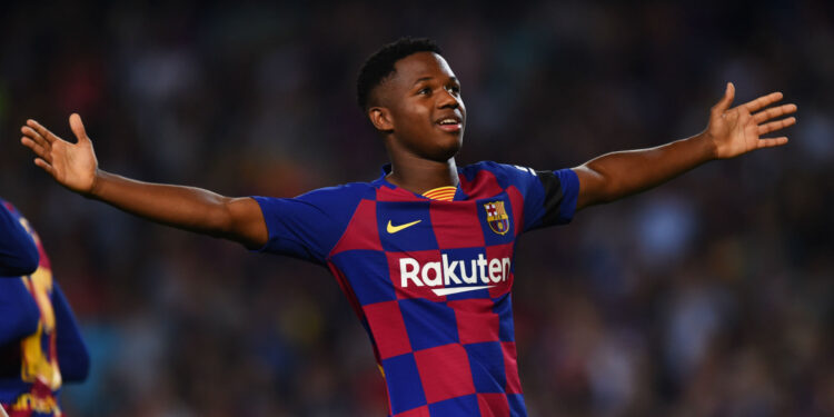 Barcelona wonderkid Ansu Fati who scored twice against Villareal on Sunday. Photo/Agencies