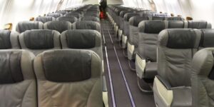 Inside the plane that carried the London Marathon-bound athletes. Photo/Jared Nyataya (Nation)